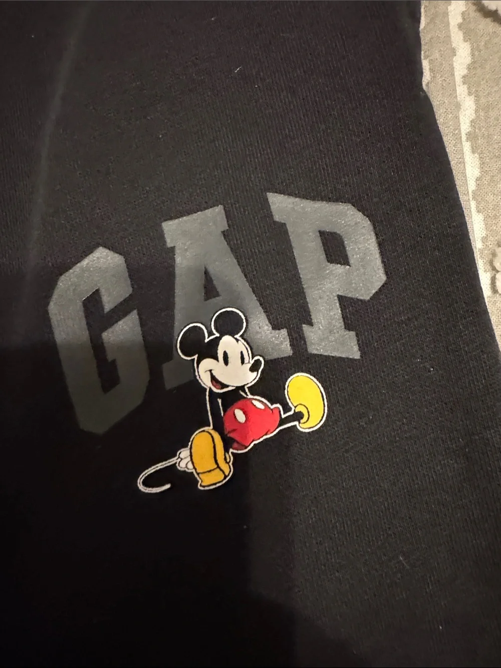GAP Black Sweatpants with Mickey Mouse Logo